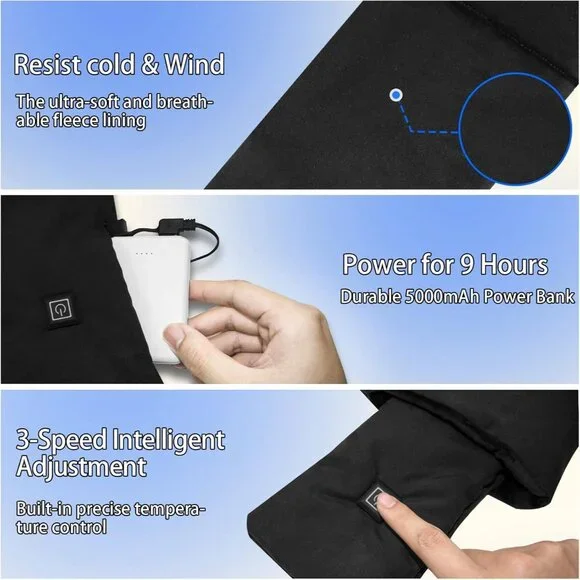 2024 Upgraded Heated Scarf for Men/Women Three Temp settings with 5000mAh Power